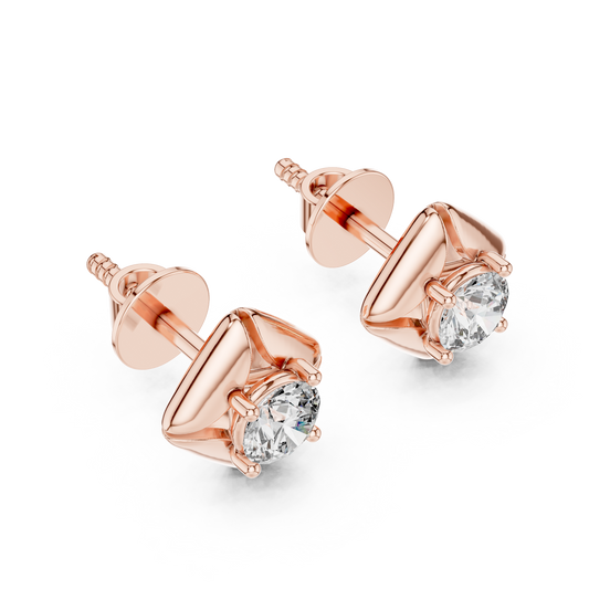 Sculpted Petal Lab-Grown Diamond Stud Earrings
