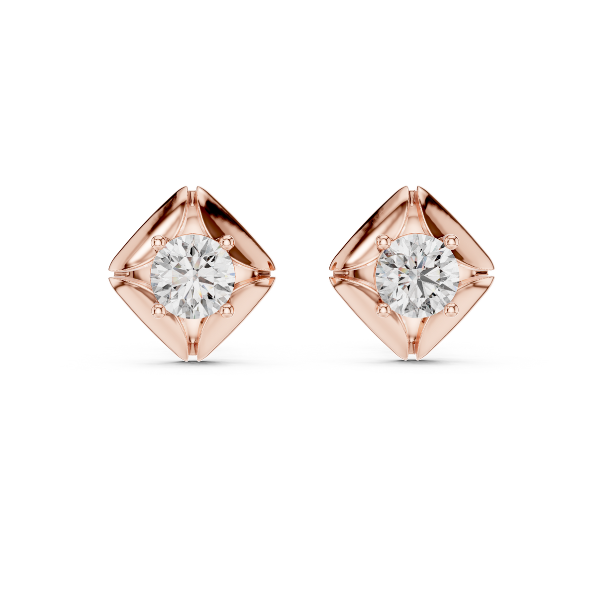 Sculpted Petal Lab-Grown Diamond Stud Earrings