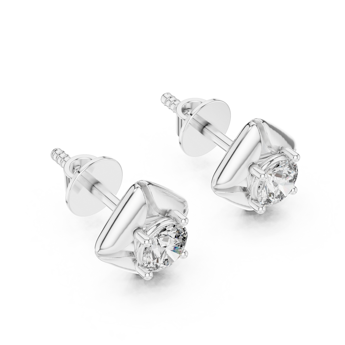 Sculpted Petal Lab-Grown Diamond Stud Earrings