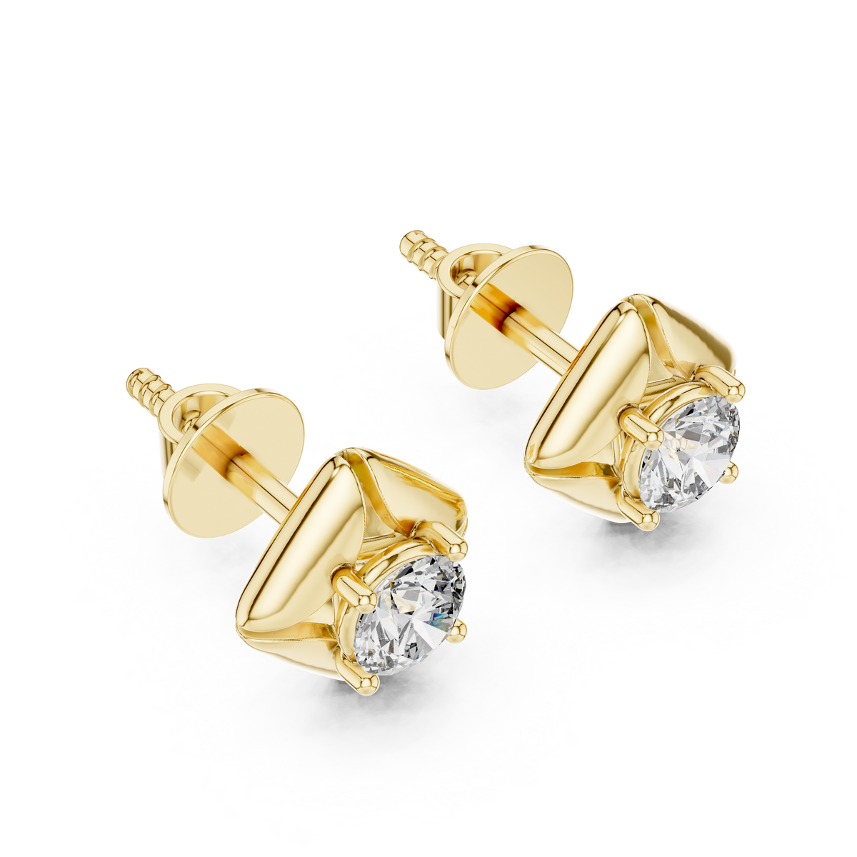 Sculpted Petal Lab-Grown Diamond Stud Earrings
