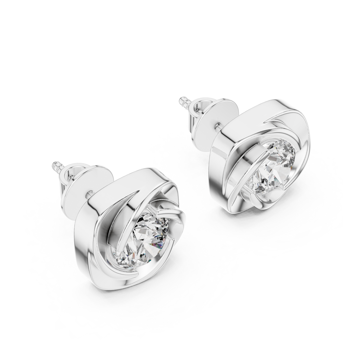 Spiral Bezel Stud Earrings