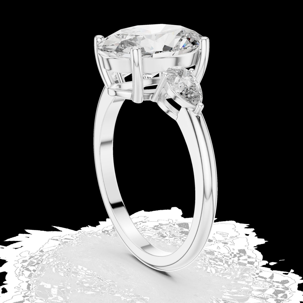 Lab-Grown Diamond Ring LR-0054 in white metal