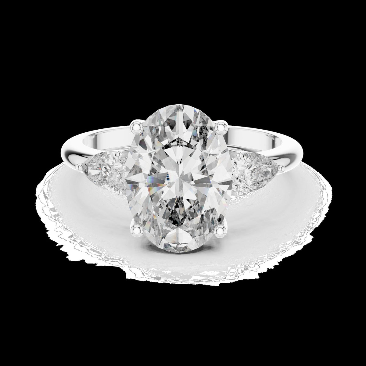 Lab-Grown Diamond Ring LR-0054 in white metal