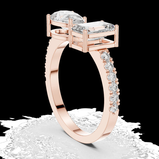 Lab-Grown Diamond Ring LR-0055 in rose metal