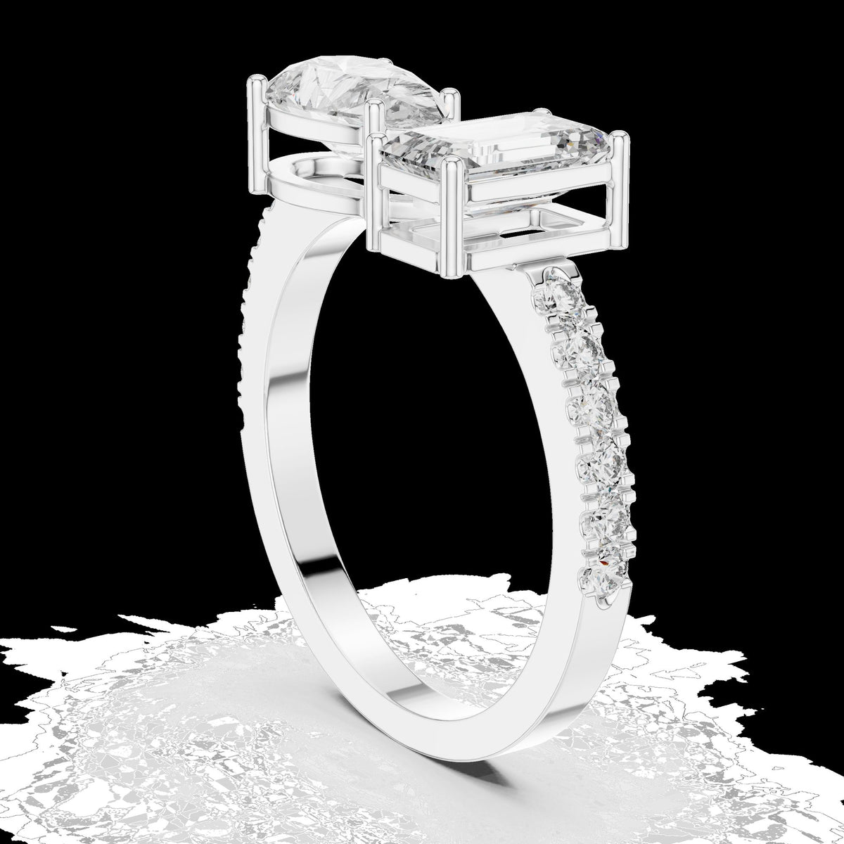 Lab-Grown Diamond Ring LR-0055 in white metal