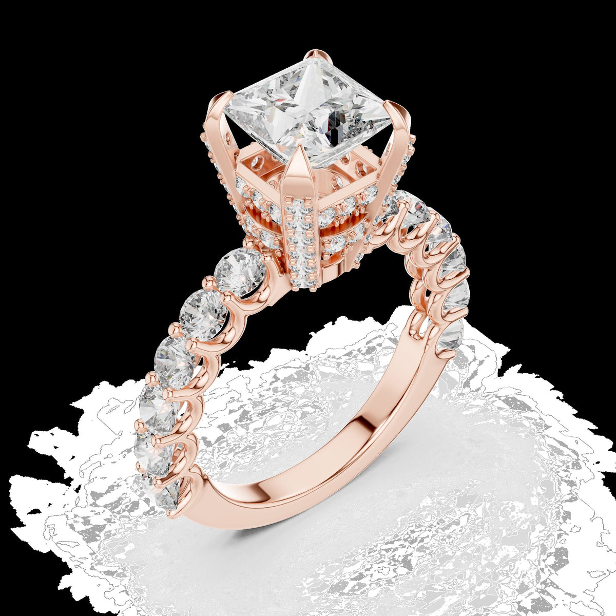 Lab-Grown Diamond Ring LR-0057 in white metal