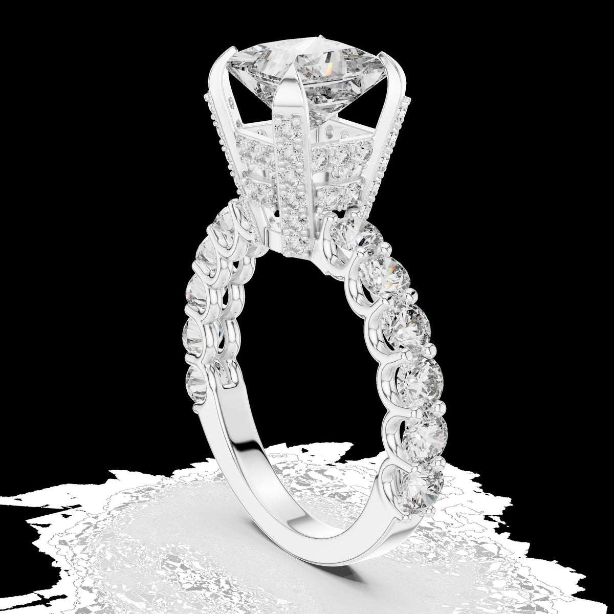 Lab-Grown Diamond Ring LR-0057 in white metal