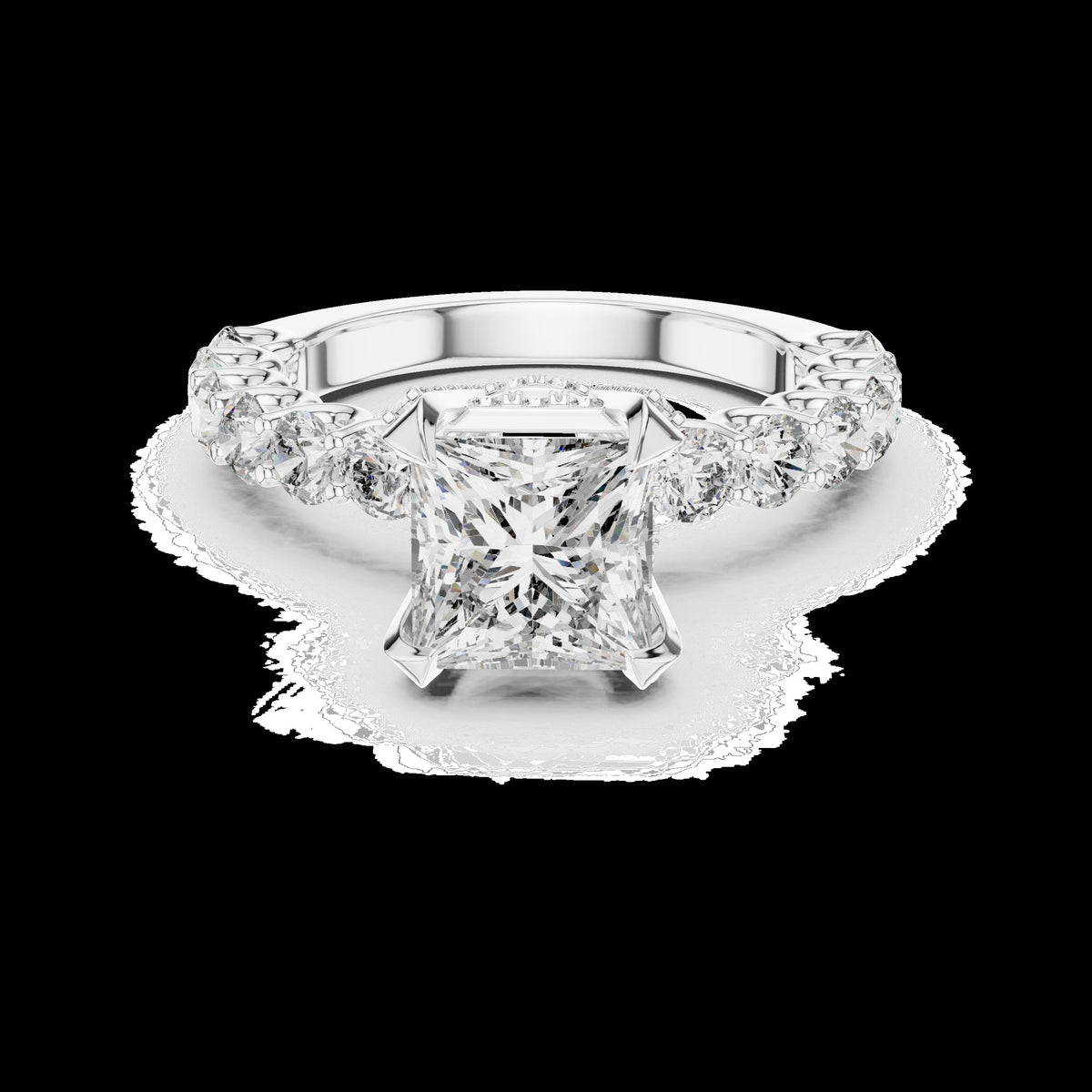 Lab-Grown Diamond Ring LR-0057 in white metal
