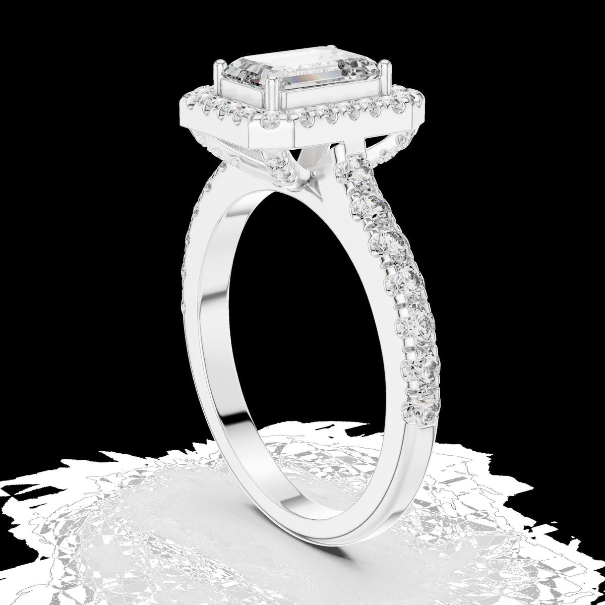 Lab-Grown Diamond Ring LR-0058 in white metal