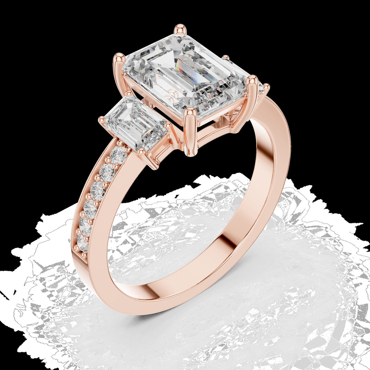 Lab-Grown Diamond Ring LR-0069 in white metal