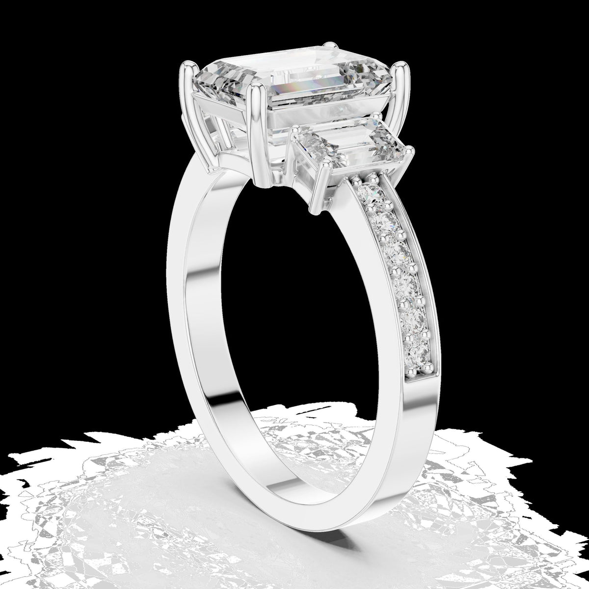 Lab-Grown Diamond Ring LR-0069 in white metal