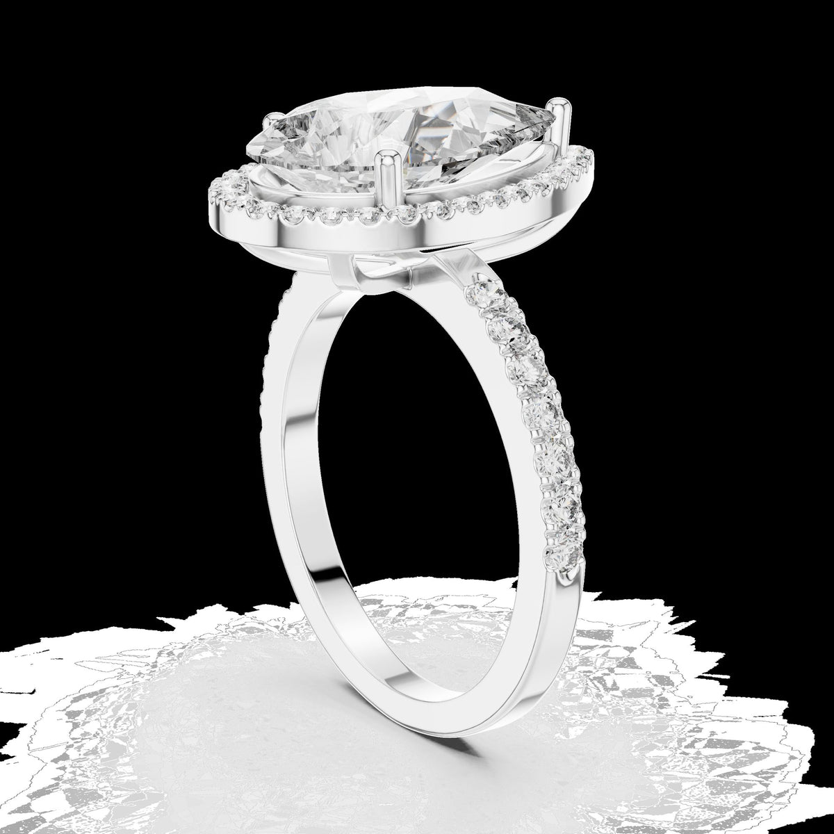 Lab-Grown Diamond Ring LR-0071 in white metal