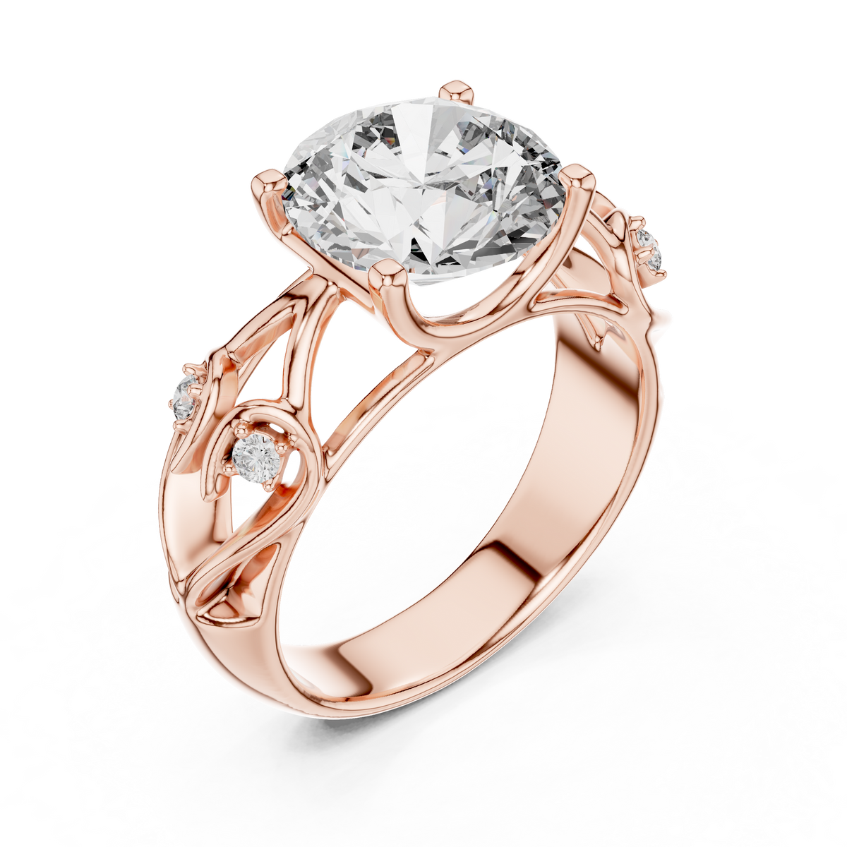 Open Scroll Lab-Grown Diamond Ring