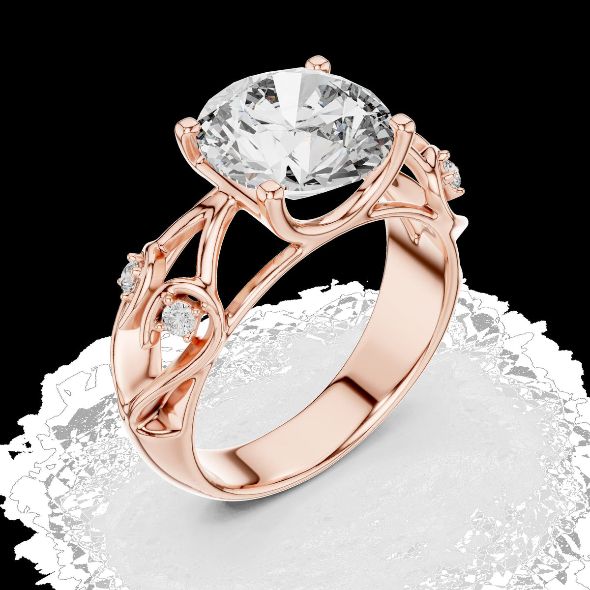 Lab-Grown Diamond Ring LR-0090 in white metal