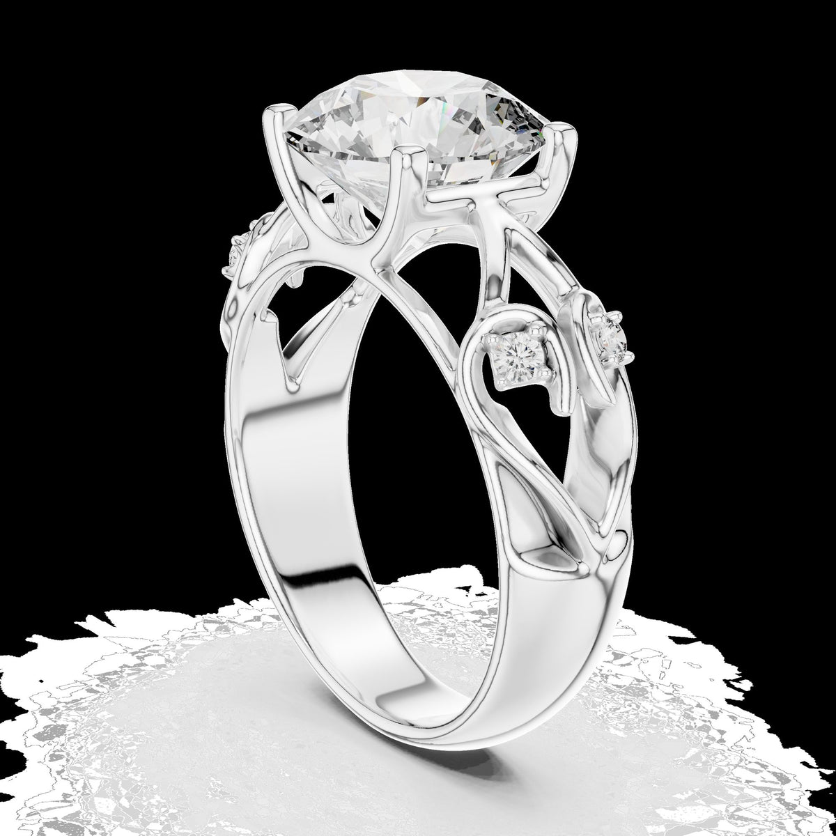 Lab-Grown Diamond Ring LR-0090 in yellow metal
