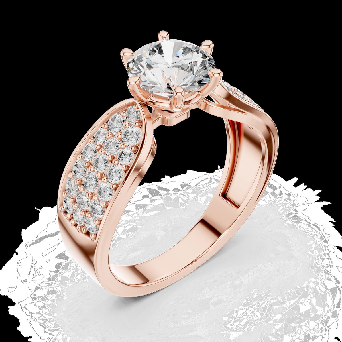 Lab-Grown Diamond Ring LR-0094 in white metal