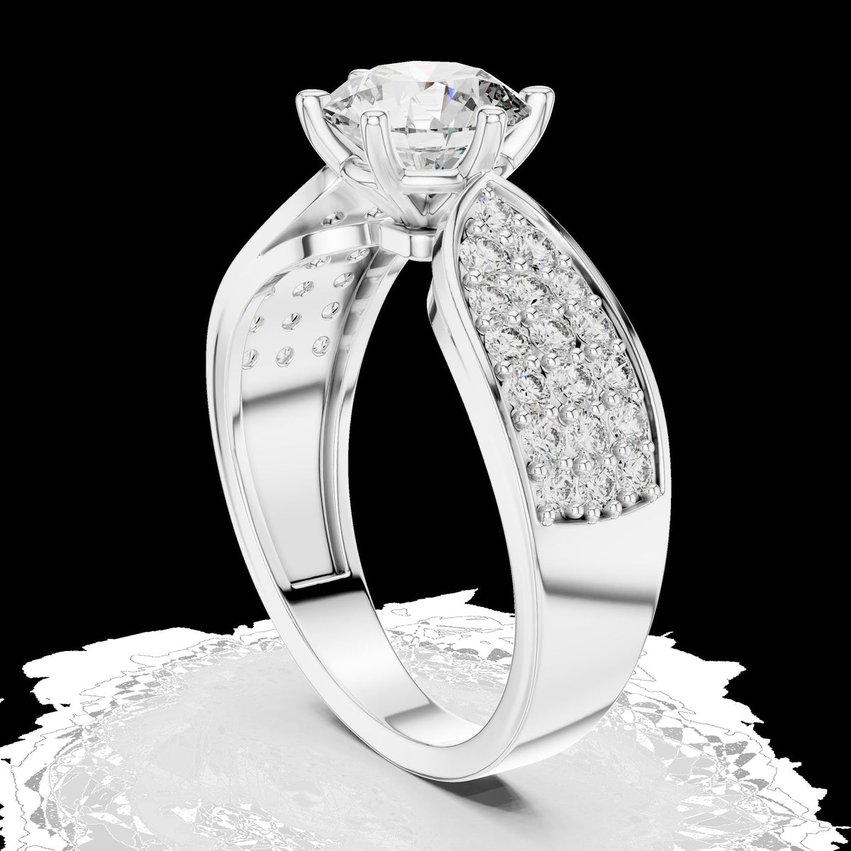 Lab-Grown Diamond Ring LR-0094 in white metal