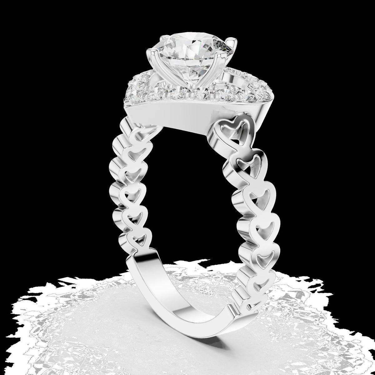 Lab-Grown Diamond Ring LR-0095 in white metal