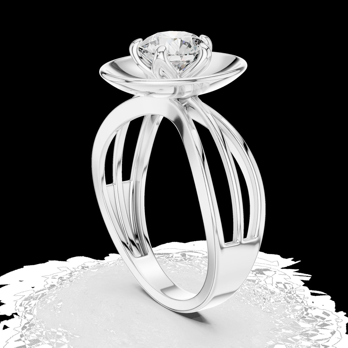 Lab-Grown Diamond Ring LR-0096 in white metal