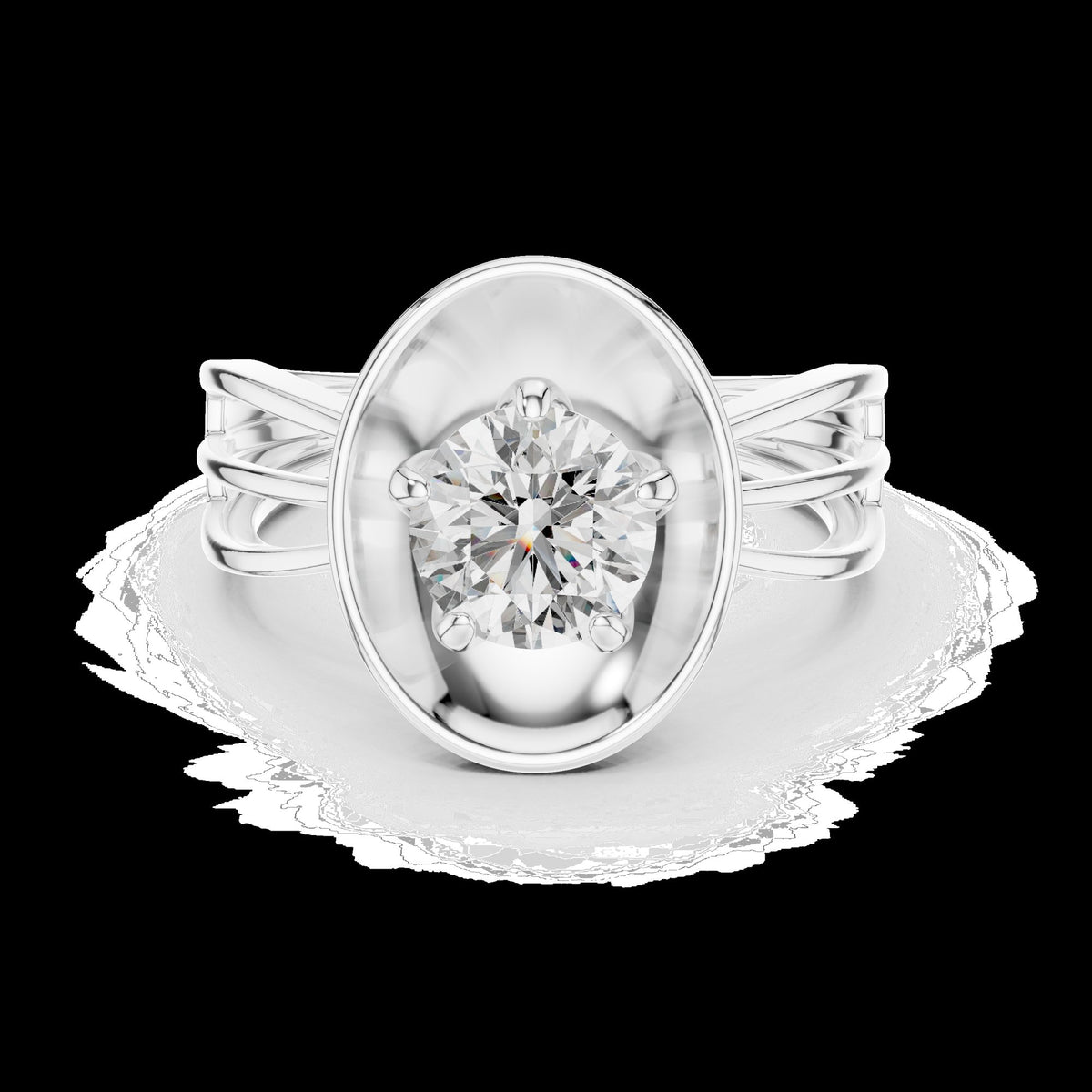 Lab-Grown Diamond Ring LR-0096 in white metal