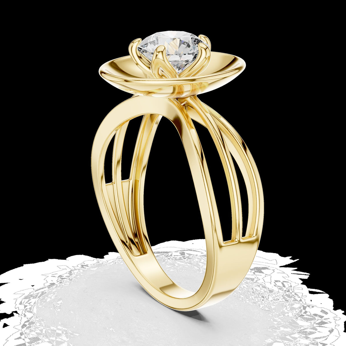 Lab-Grown Diamond Ring LR-0096 in yellow metal
