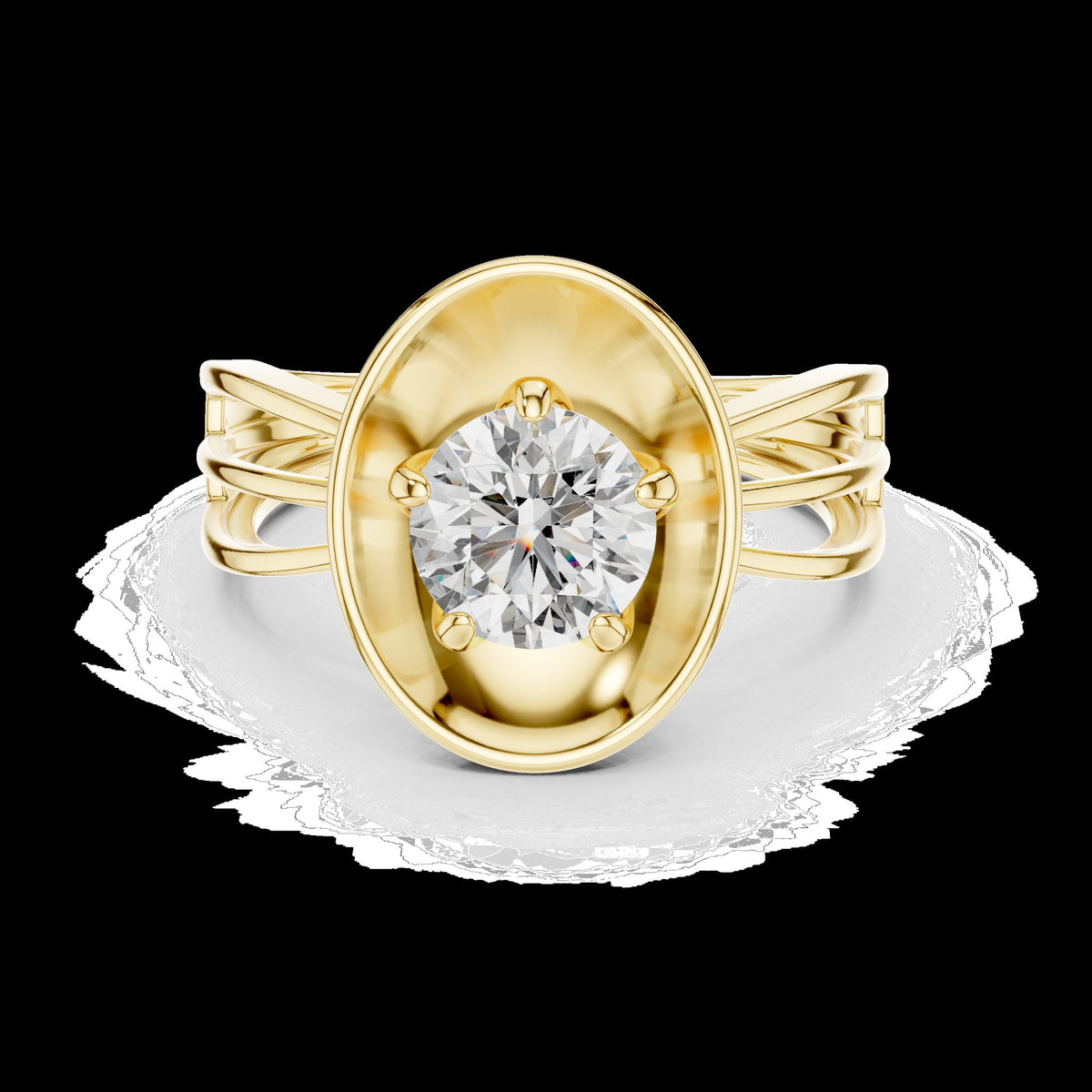 Lab-Grown Diamond Ring LR-0096 in yellow metal