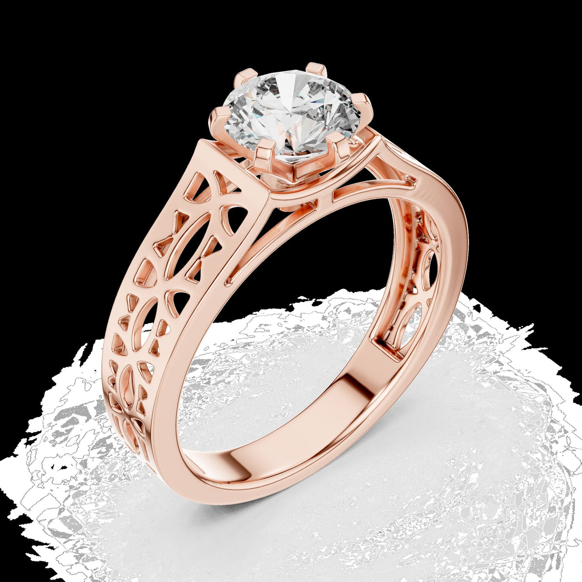 Lab-Grown Diamond Ring LR-0097 in white metal