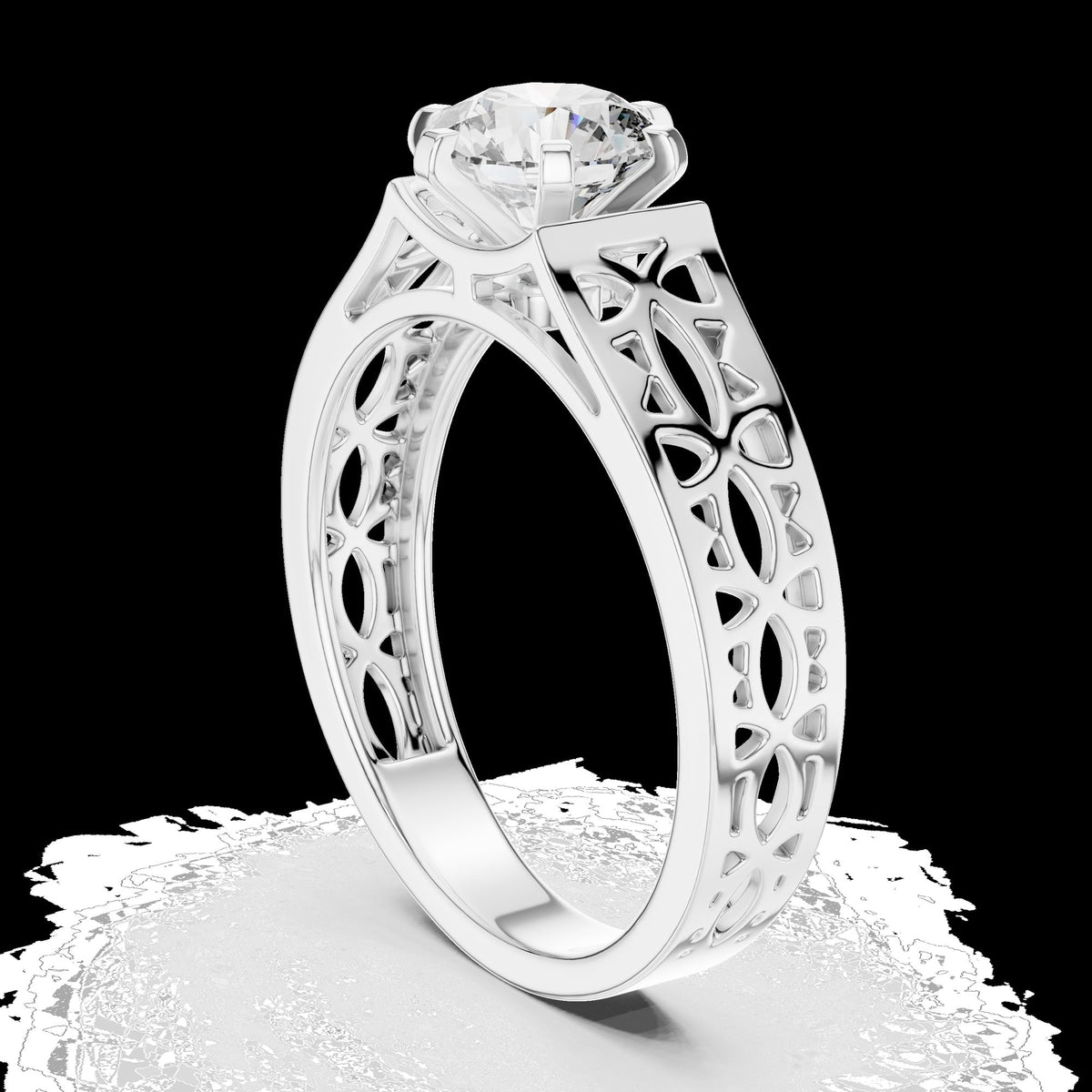 Lab-Grown Diamond Ring LR-0097 in white metal