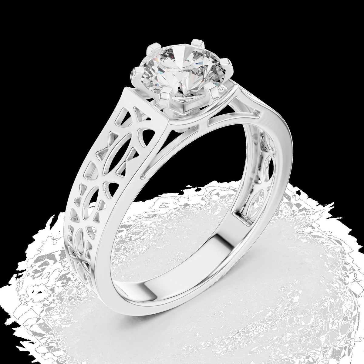 Lab-Grown Diamond Ring LR-0097 in yellow metal