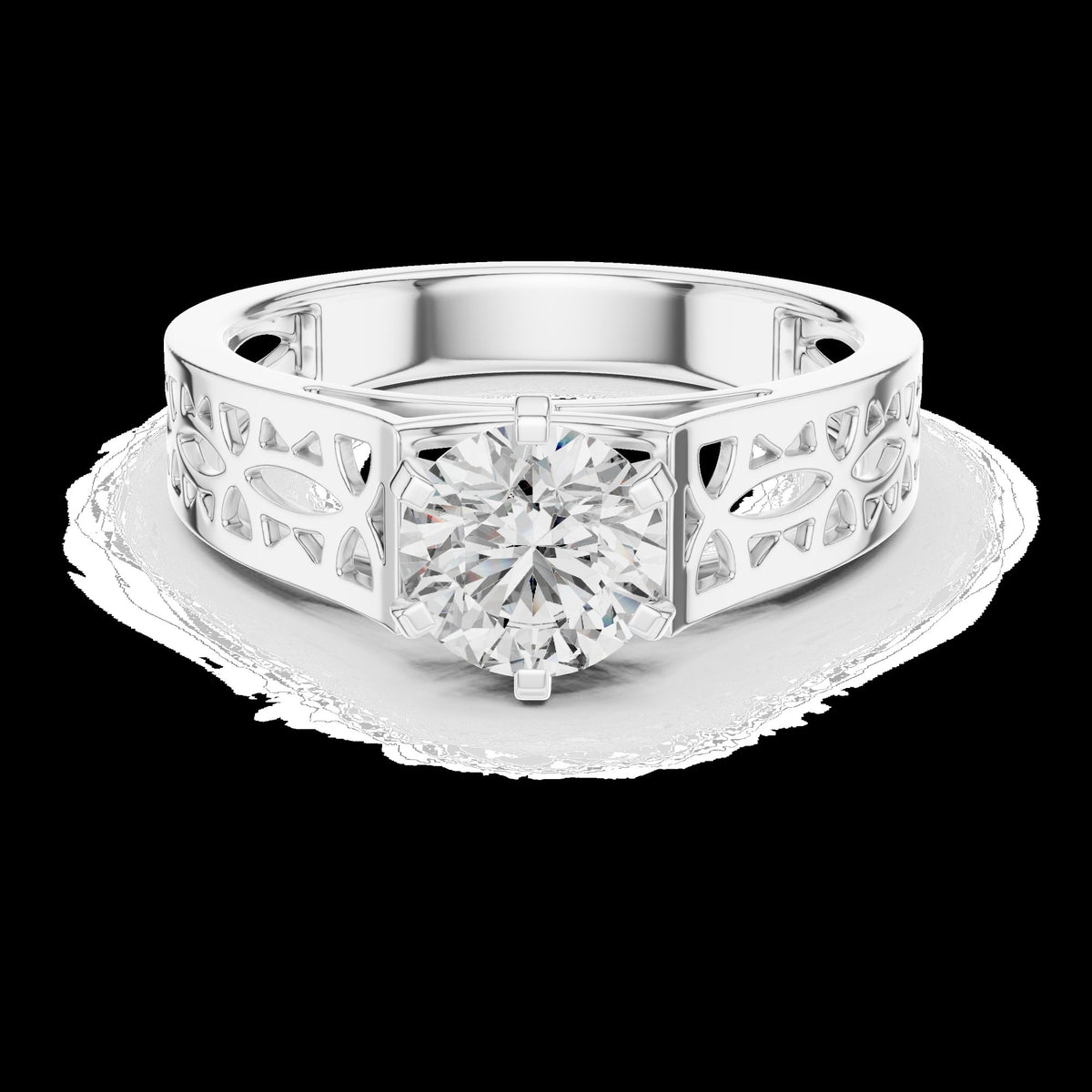 Lab-Grown Diamond Ring LR-0097 in white metal