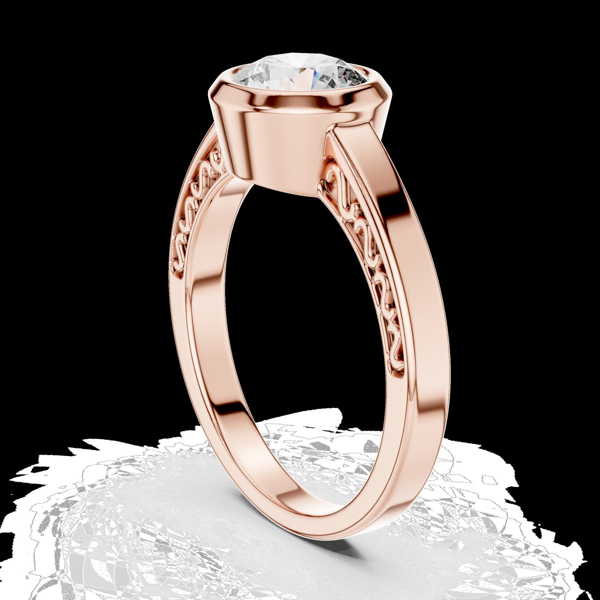 Lab-Grown Diamond Ring LR-0111 in rose metal