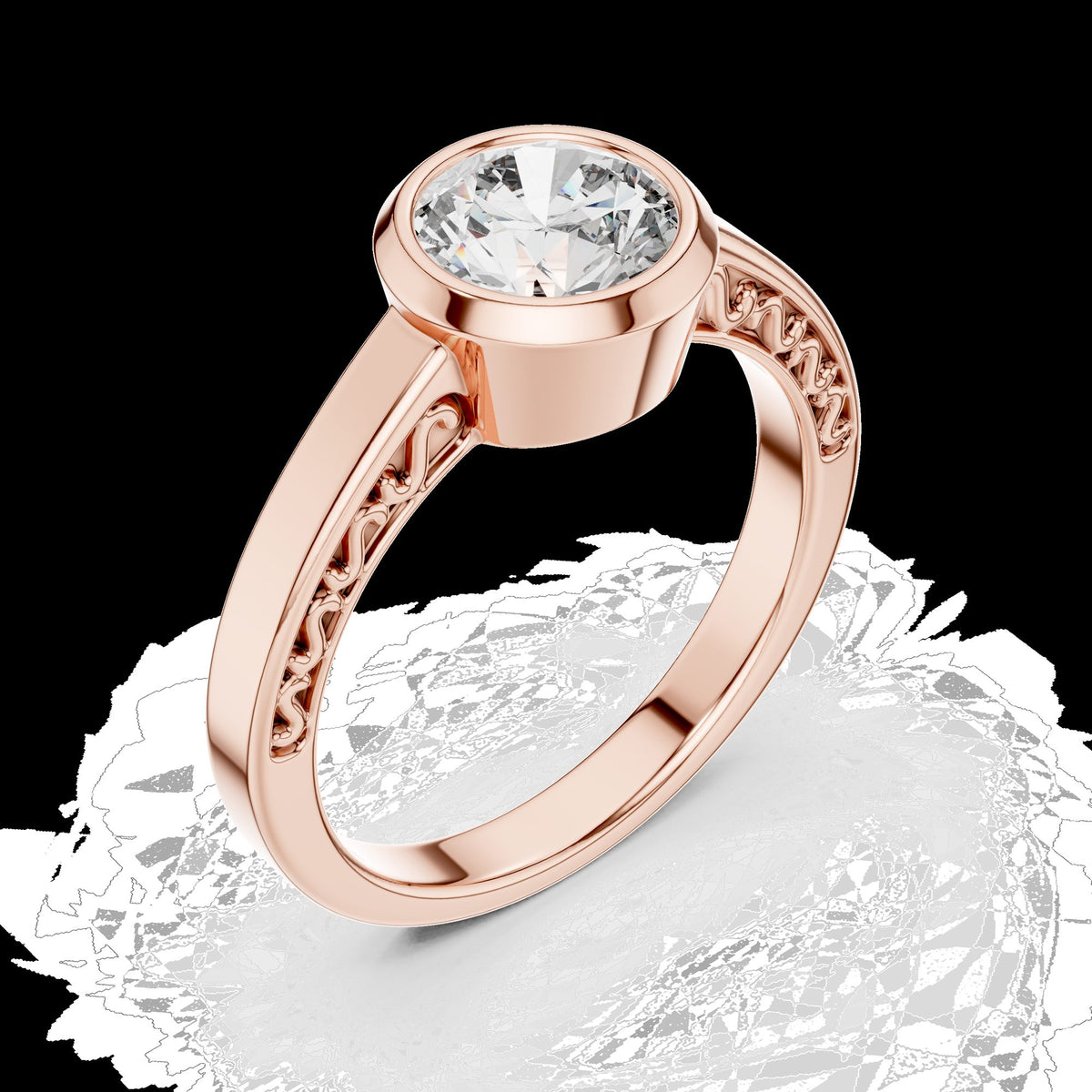Lab-Grown Diamond Ring LR-0111 in white metal