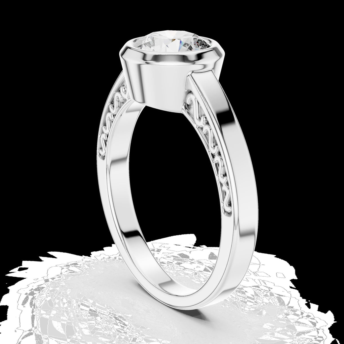 Lab-Grown Diamond Ring LR-0111 in white metal