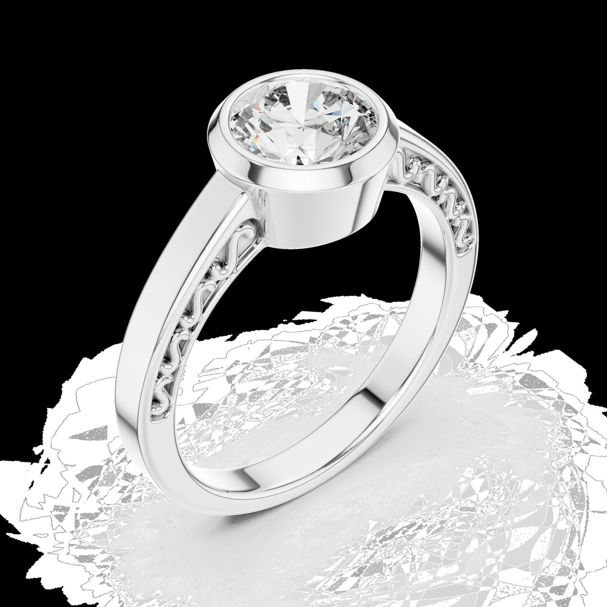 Lab-Grown Diamond Ring LR-0111 in yellow metal