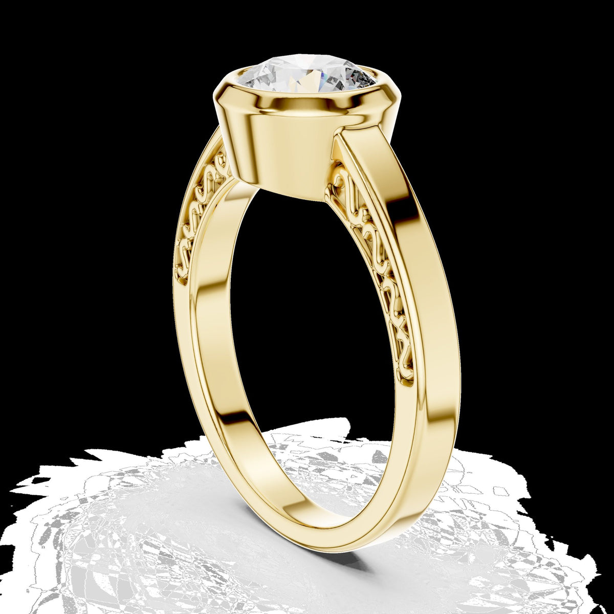 Lab-Grown Diamond Ring LR-0111 in yellow metal