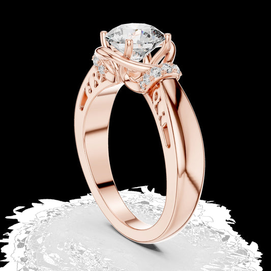 Lab-Grown Diamond Ring LR-0112 in rose metal