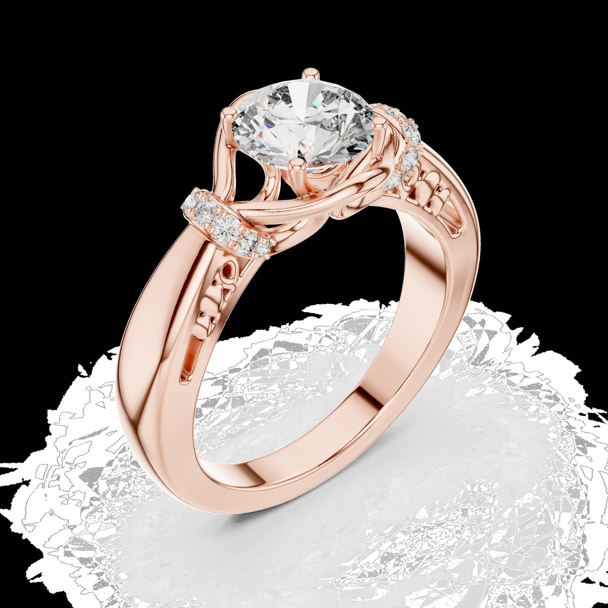 Lab-Grown Diamond Ring LR-0112 in white metal