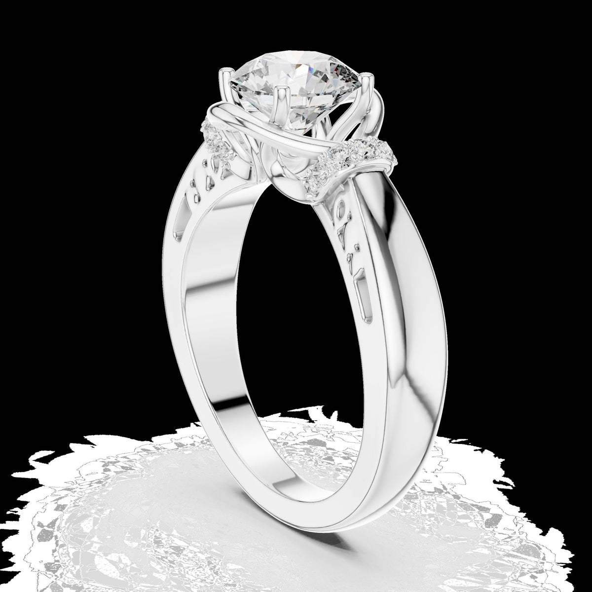 Lab-Grown Diamond Ring LR-0112 in white metal