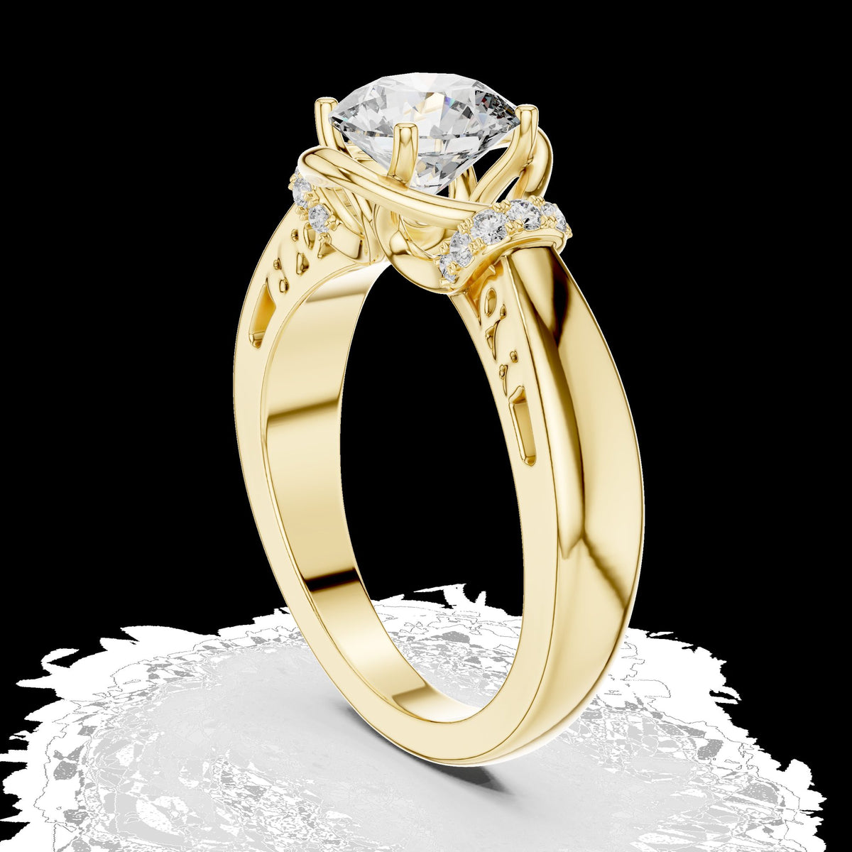 Lab-Grown Diamond Ring LR-0112 in yellow metal
