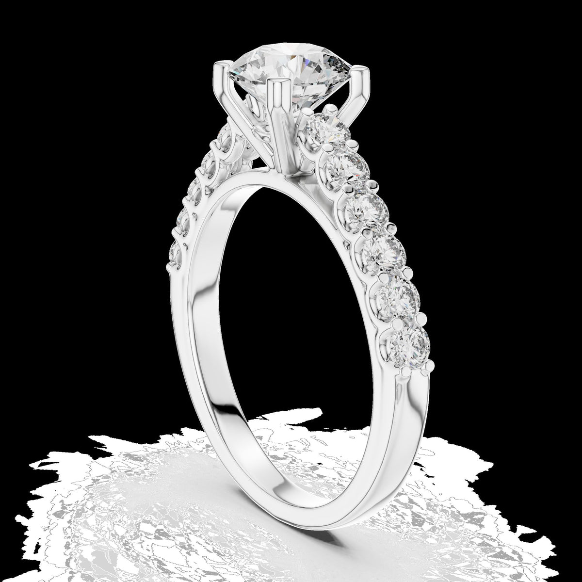 Lab-Grown Diamond Ring LR-0113 in white metal