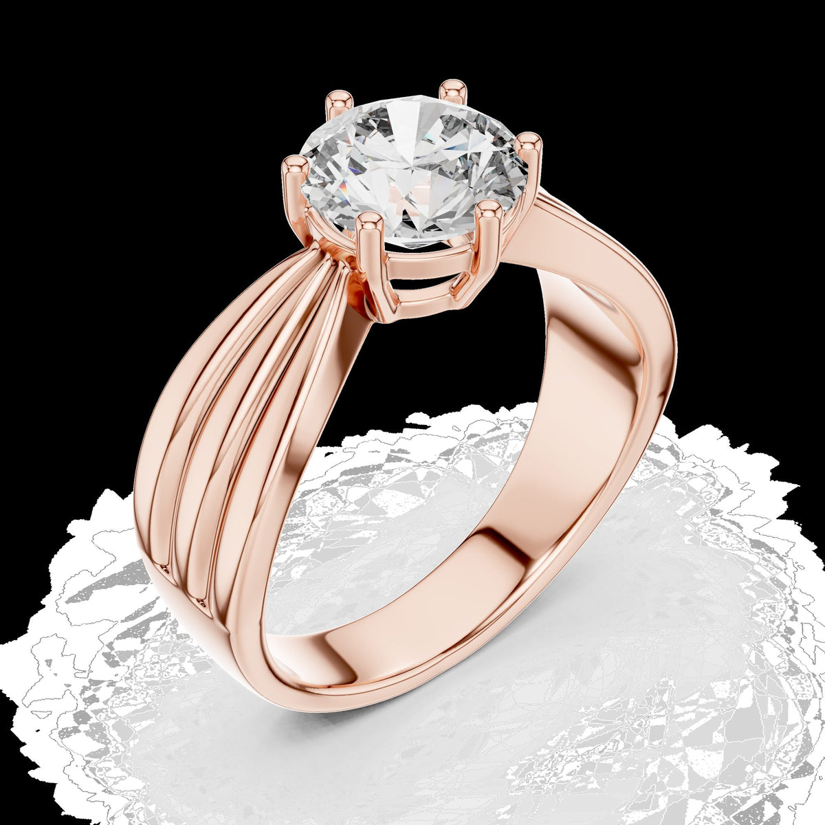 Lab-Grown Diamond Ring LR-0154 in white metal
