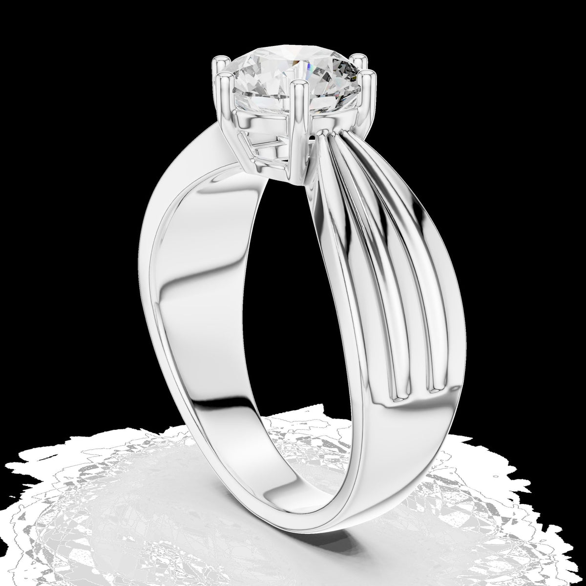 Lab-Grown Diamond Ring LR-0154 in white metal