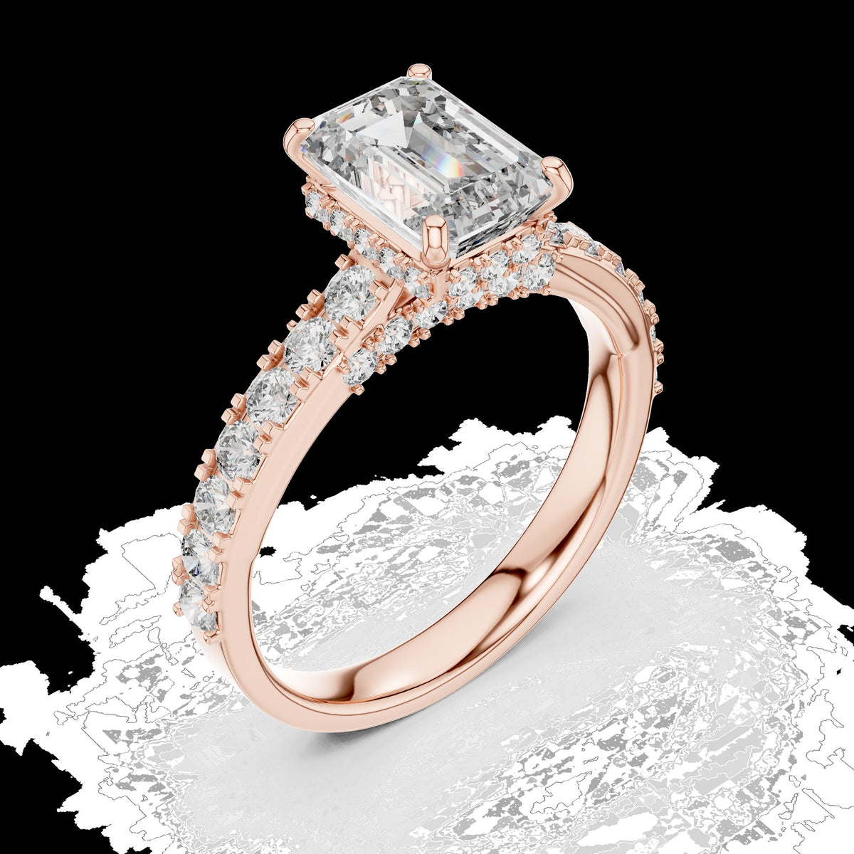 Lab-Grown Diamond Ring LR-0172 in white metal