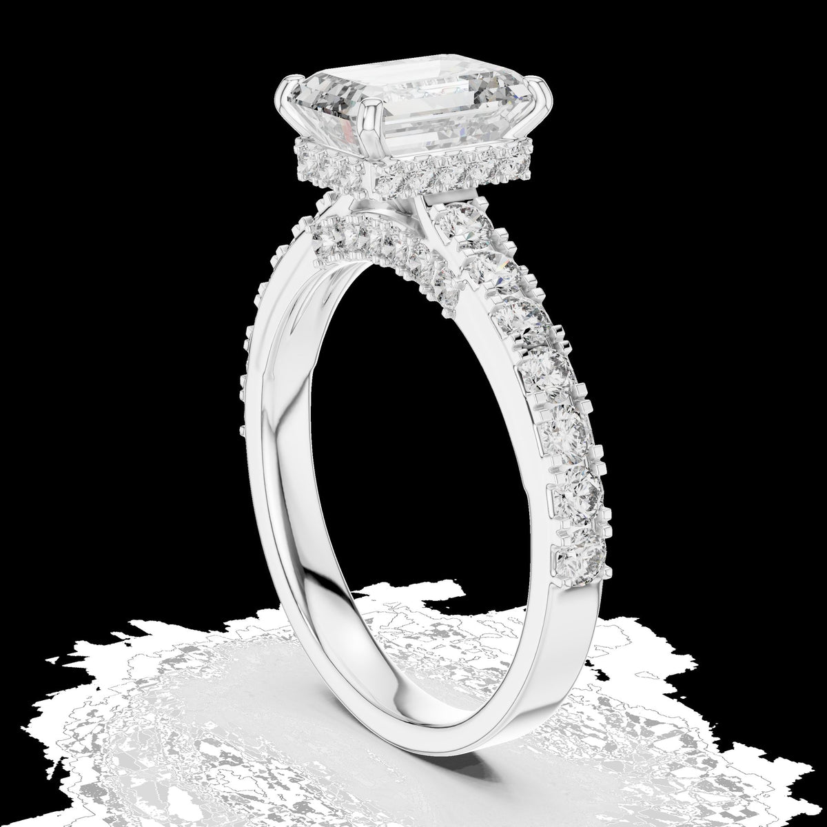 Lab-Grown Diamond Ring LR-0172 in white metal