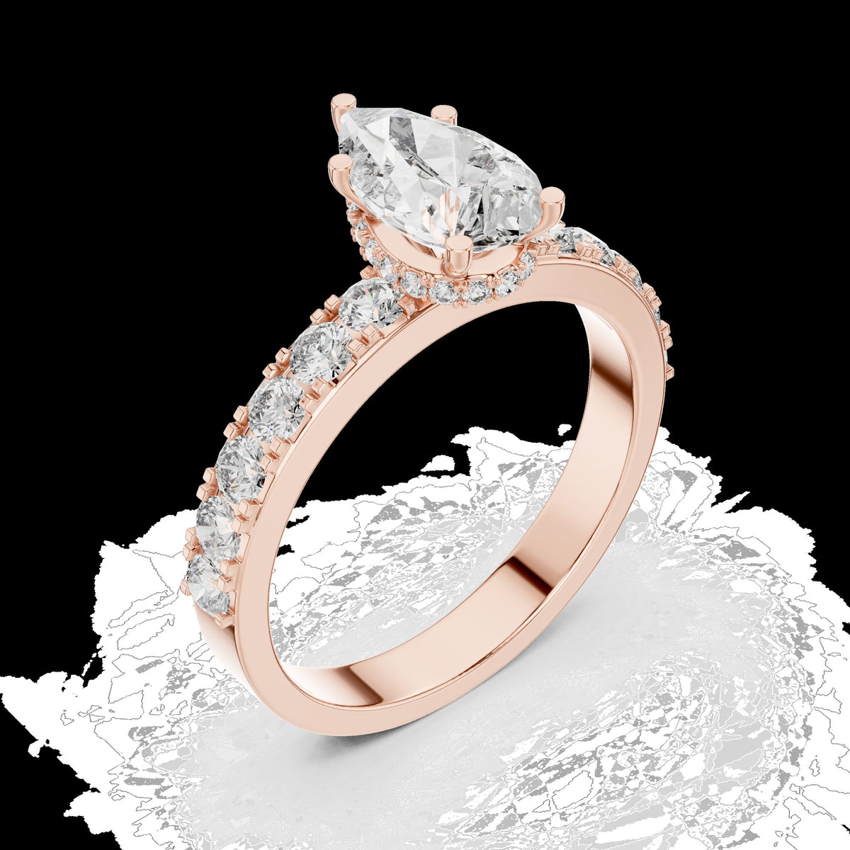 Lab-Grown Diamond Ring LR-0173 in white metal