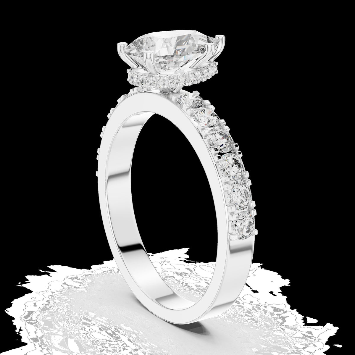 Lab-Grown Diamond Ring LR-0173 in white metal