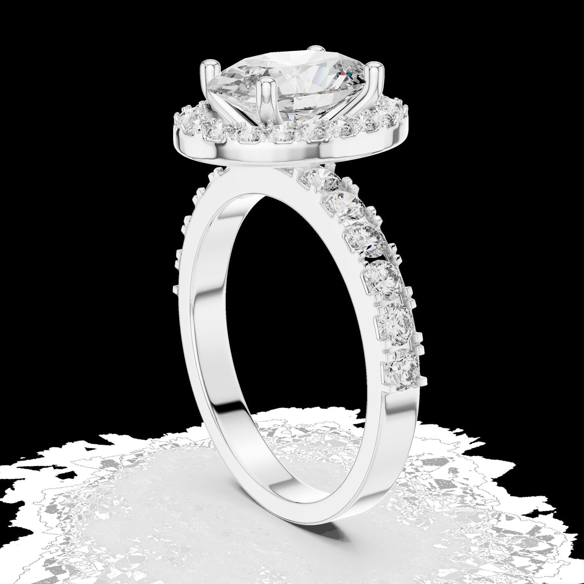 Lab-Grown Diamond Ring LR-0175 in white metal