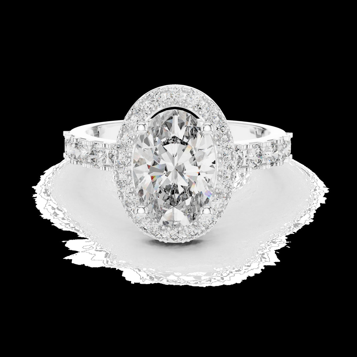 Lab-Grown Diamond Ring LR-0175 in white metal