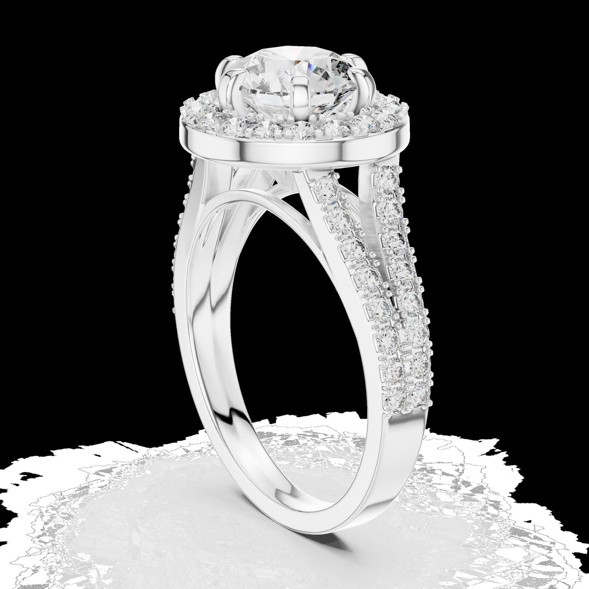 Lab-Grown Diamond Ring LR-0176 in white metal