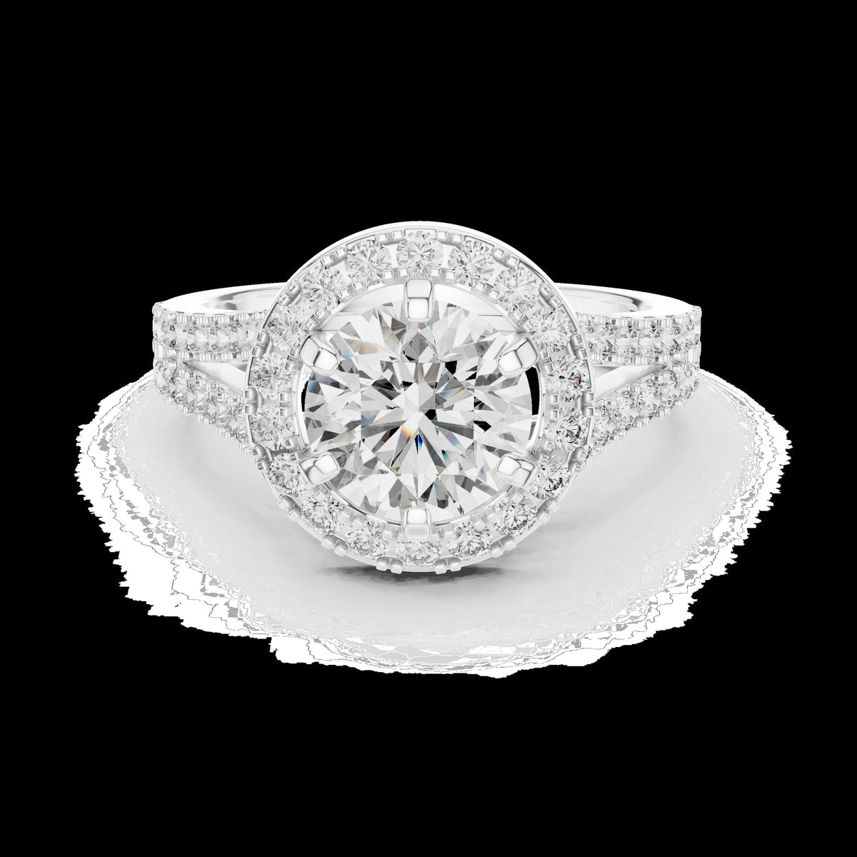 Lab-Grown Diamond Ring LR-0176 in white metal